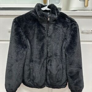 Cynthia Rowley Black Faux Fur Jacket – Size Small, Preloved